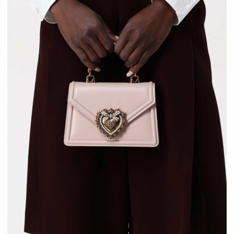 Dolce & Gabbana Sicily Mini Bag Heart Embellishment Women Blush Pink Clutch Bags