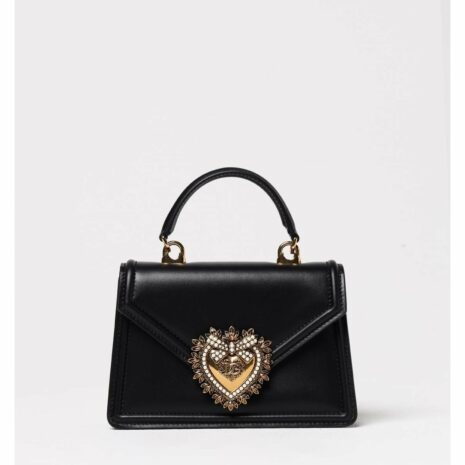 Dolce & Gabbana Sicily Small Heart Embellished Women Black Clutch Bags ONE SIZE Black