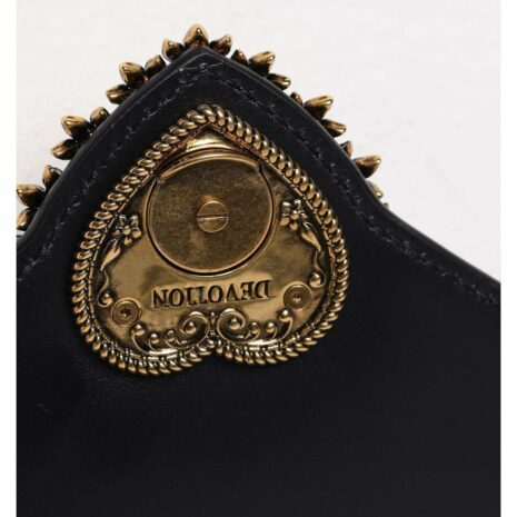 Dolce & Gabbana Sicily Small Heart Embellished Women Black Clutch Bags