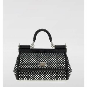 Dolce & Gabbana Sicily CrystalEmbellished Top Handle Bag Women Black Clutch Bags ONE SIZE Black