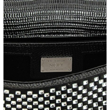 Dolce & Gabbana Sicily CrystalEmbellished Top Handle Bag Women Black Clutch Bags