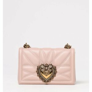 Dolce & Gabbana Sicily Quilted Shoulder Bag Women Blush Pink Clutch Bags ONE SIZE Blush Pink