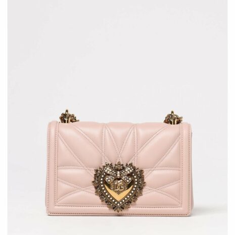 Dolce & Gabbana Sicily Quilted Shoulder Bag Women Blush Pink Clutch Bags ONE SIZE Blush Pink