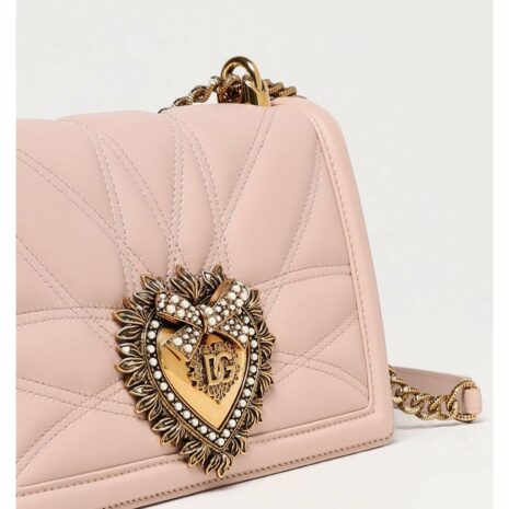 Dolce & Gabbana Sicily Quilted Shoulder Bag Women Blush Pink Clutch Bags