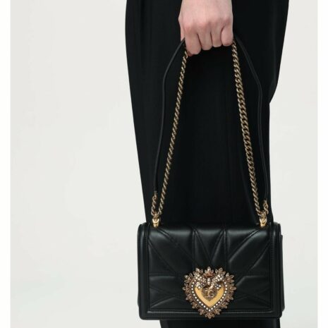 Dolce & Gabbana Sicily Quilted Chain Bag Women Black Clutch Bags