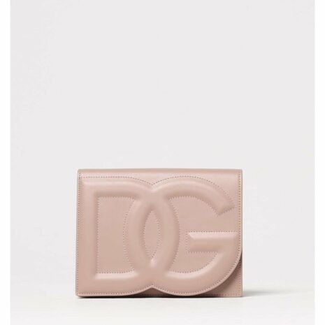 Dolce & Gabbana DG Logo Quilted Clutch Women Pink Clutch Bags ONE SIZE Blush Pink