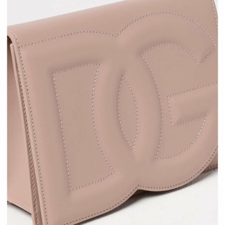 Dolce & Gabbana DG Logo Quilted Clutch Women Pink Clutch Bags