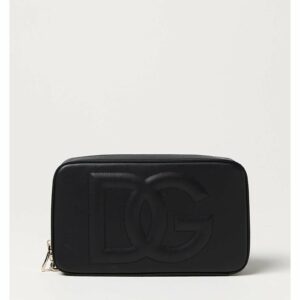 Dolce & Gabbana Quilted Leather Clutch Embossed Logo Women Black Clutch Bags ONE SIZE Black