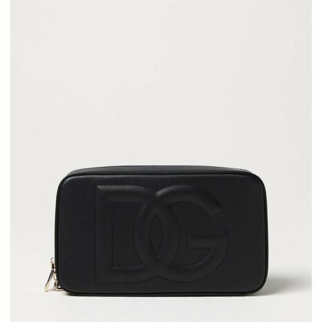 Dolce & Gabbana Quilted Leather Clutch Embossed Logo Women Black Clutch Bags ONE SIZE Black