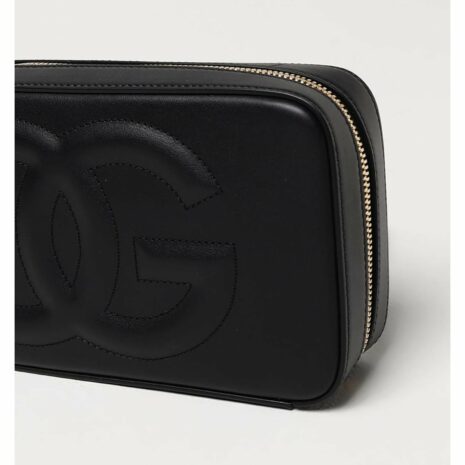 Dolce & Gabbana Quilted Leather Clutch Embossed Logo Women Black Clutch Bags