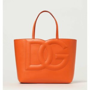 Dolce & Gabbana Shopper Tote Leather Women Orange Tote Bags ONE SIZE Orange