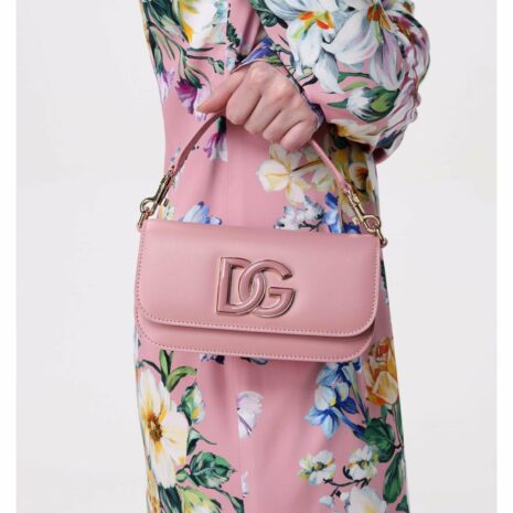 Dolce & Gabbana DG Logo Leather Clutch Bag Women Pink