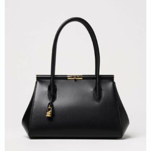 Dolce & Gabbana Sicily Doctor Bag Structured Leather Handbag Women Black Shoulder Bags ONE SIZE Black