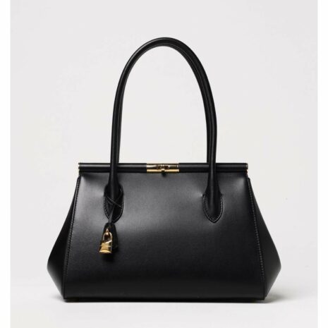 Dolce & Gabbana Sicily Doctor Bag Structured Leather Handbag Women Black Shoulder Bags ONE SIZE Black