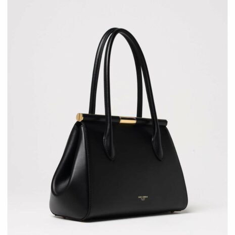 Dolce & Gabbana Sicily Doctor Bag Structured Leather Handbag Women Black Shoulder Bags