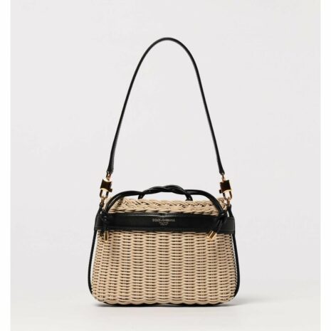Dolce & Gabbana Wicker Handbag Drawstring Closure Women Beige Clutch Bags ONE SIZE Beige