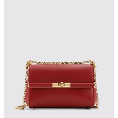 Dolce & Gabbana Sicily Chain Bag Elegant Leather Women Red Clutch Bags ONE SIZE Red