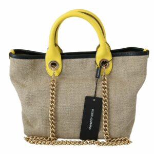 Dolce & Gabbana Chain Strap Shoulder Sling Tote Bag ONE SIZE Beige