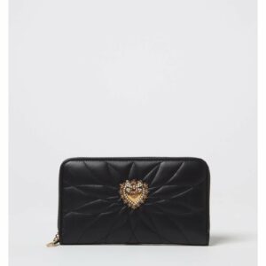 Dolce & Gabbana Quilted Leather Zip Wallet Women Black Wallets & Pouches ONE SIZE Black