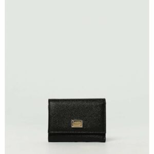 Dolce & Gabbana TriFold Leather Wallet Women Black ONE SIZE Black