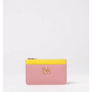 Dolce & Gabbana TwoTone Leather Card Holder Women Pink Wallets & Pouches ONE SIZE Pink