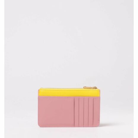 Dolce & Gabbana TwoTone Leather Card Holder Women Pink Wallets & Pouches