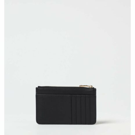 Dolce & Gabbana Leather Card Holder Zip Wallet Women Black Wallets & Pouches