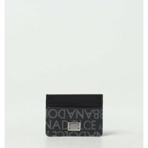 Dolce & Gabbana Card Holder Logo Canvas Wallet Women Black Wallets & Pouches ONE SIZE Black