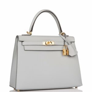 Hermes Kelly 25 Sellier Bleu Glacier Epsom Gold Hardware