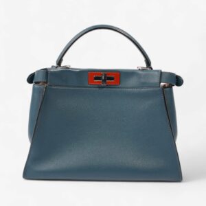 Fendi Peekaboo Handbag Blue / Orange Leather