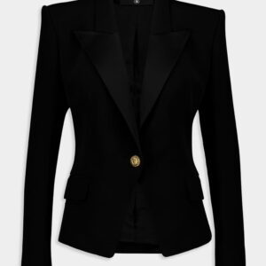 Satin-Lapel Crepe Blazer