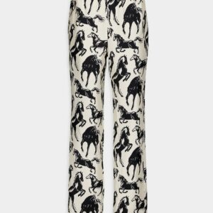 Horse-Print Silk Trousers