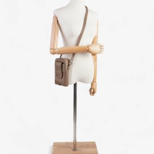 Fendi Logo Plaque Messenger Bag Beige Nylon