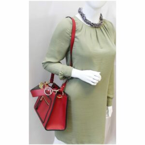 FENDI Runway Leather Tote Shoulder Bag Red