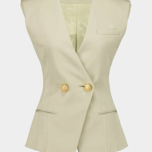 Beige buttoned grain-de-poudre waistcoat