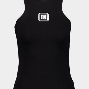 Black Tank Top with Retro PB Embroidery