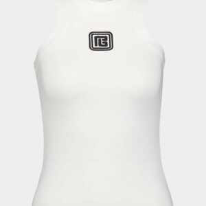 White Tank Top with Retro PB Embroidery