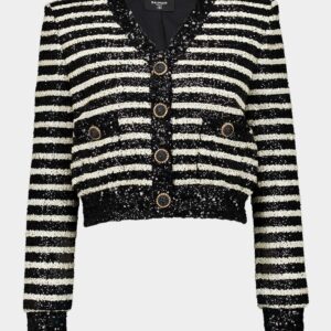 Striped Sequinned Cropped Jacket