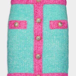 Two-Tone Buttoned Knit Skirt