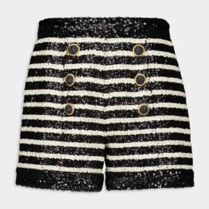 Striped Rhinestone-Embellished Shorts