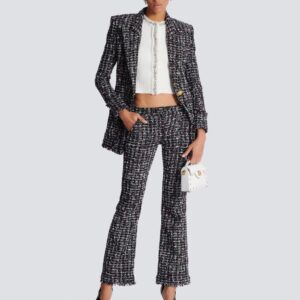 Black Tweed Flared Pants