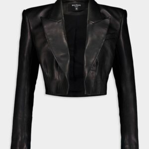 Black Leather Cropped Jacket