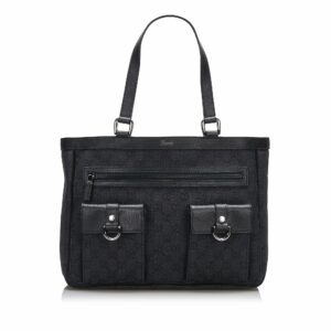 Gucci Abbey D-Ring Tote Bag Black GG Canvas
