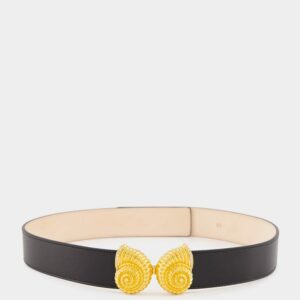 Embellished Gold Snail Buckle Leather Belt
