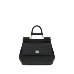 Dolce & Gabbana Sicily Medium Top Handle Bag Women Black Shoulder Bags ONE SIZE Black