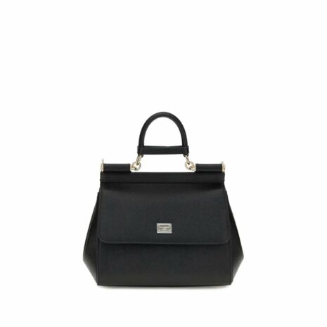 Dolce & Gabbana Sicily Medium Top Handle Bag Women Black Shoulder Bags ONE SIZE Black