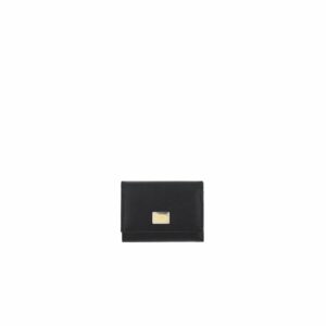 Dolce & Gabbana Trifold Leather Wallet Women Black Wallets & Pouches ONE SIZE Black