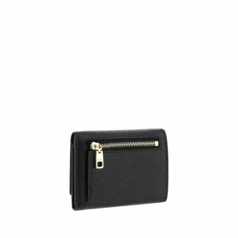 Dolce & Gabbana Trifold Leather Wallet Women Black Wallets & Pouches