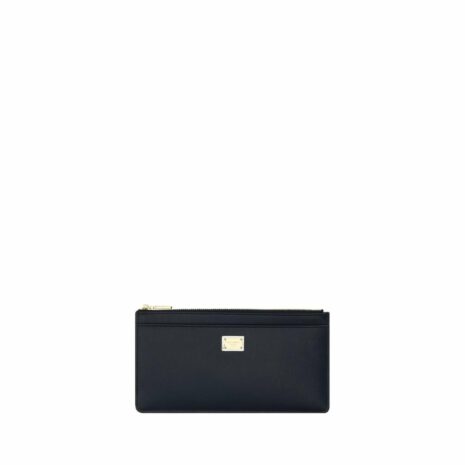 Dolce & Gabbana ZipAround Leather Wallet Women Black ONE SIZE Black