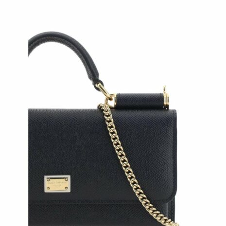 Dolce & Gabbana Sicily Wallet on Chain Women Black Shoulder Bags